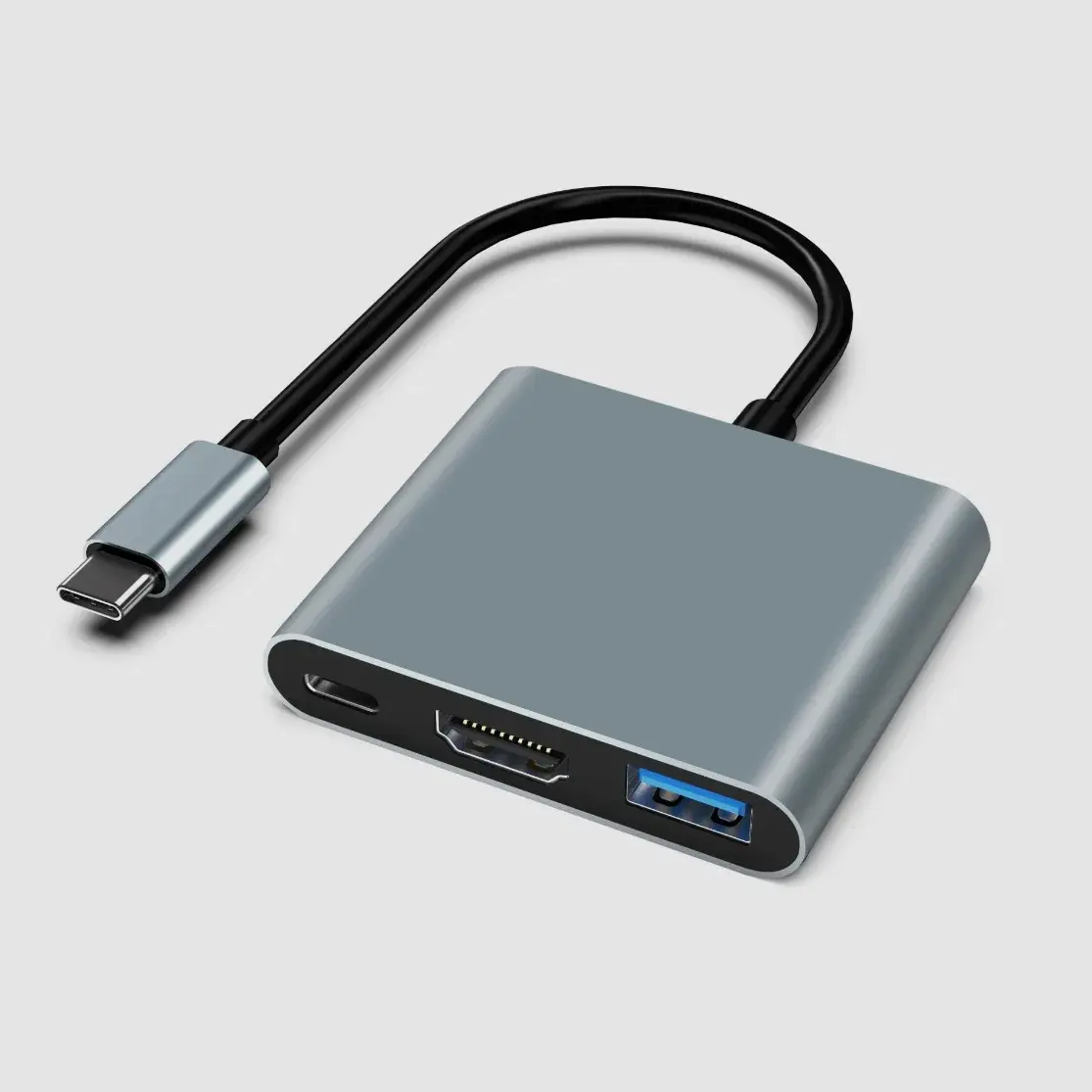 Hub Adaptador Multipuerto USB Tipo C 3 en 1 (HDMI 4K, USB 3.0 y Puerto de Carga PD)