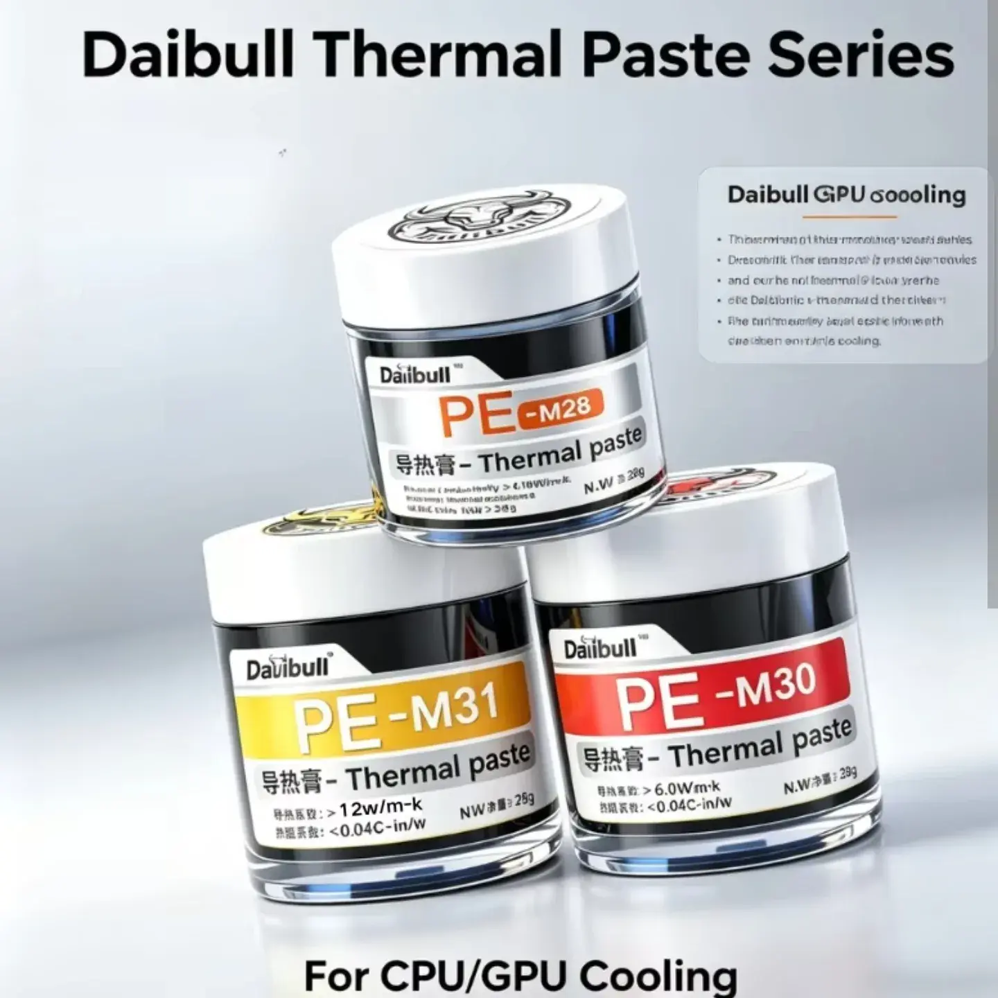 Pasta Térmica de Alto Rendimiento Daidbull PE-M31 (Tarro de 28 Gramos - >12.0 W/m-k)
