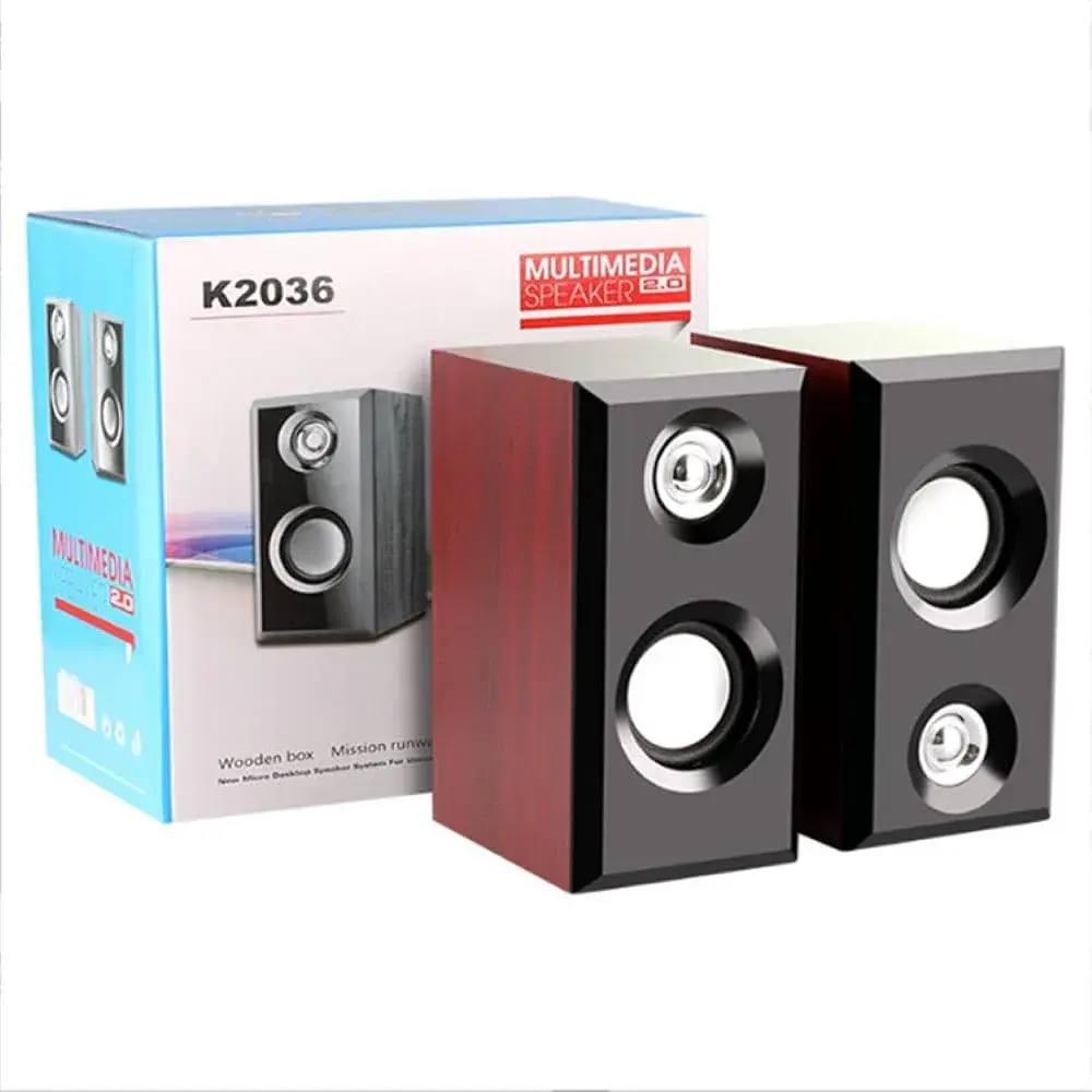 Parlantes Multimedia 2.0 en Caja de Madera Modelo K2036